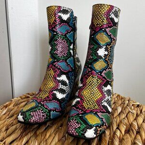 Colorful Snakeskin Boots, Size 7